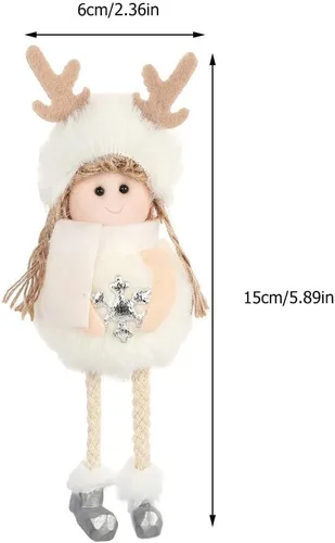 Vista 2 de Adornos de Navidad Ángel Ornamento Muñeca de Navidad Colgante Rosa para Decoración de Árbol 4pcs