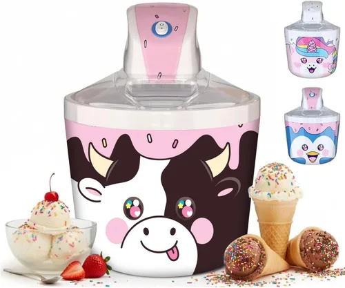 Vista 11 de Cooler Concepts Máquina eléctrica de helado de unicornio pequeño de 1.2 cuartos de galón para niños, la mejor máquina de helado de encimera