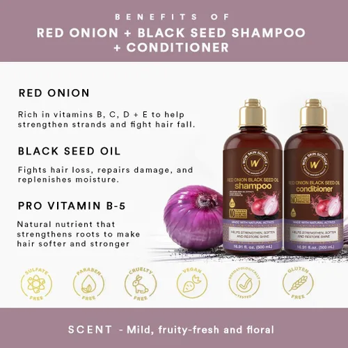 Vista 8 de WOW Skin Science Champú y acondicionador Red Onion Black Seed Duo 16.9 oz