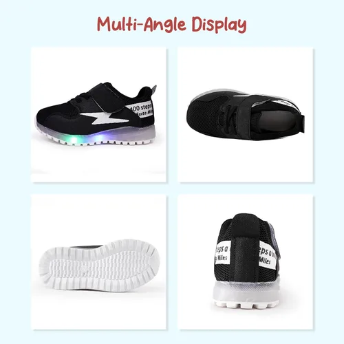 Vista 4 de PATPAT Zapatos para niños pequeños con luz LED, zapatos brillantes para niñas, zapatos iluminados para niñas y niños para Navidad y cumpleaños