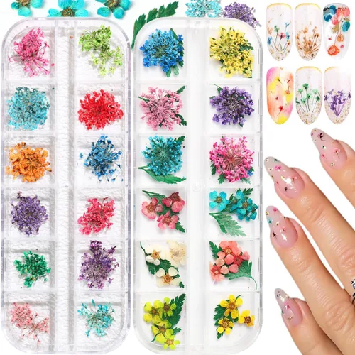 Vista 13 de 4 cajas de flores secas 3D para uñas, mini flores secas calcomanías de uñas S-055-01-04 Conjunto