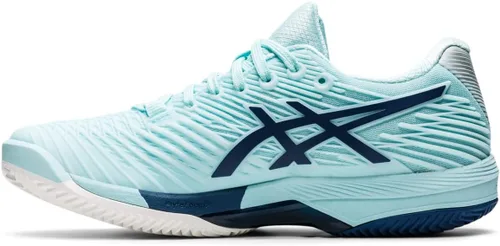 Vista 4 de ASICS Solution Speed FF 2 Clay - Tenis para mujer, parte superior aplicada en poliuretano, color azul claro/índigo claro, talla M, Azul