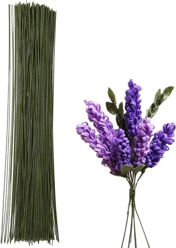 Vista 6 de BEADNOVA Tallos de flores falsas, 50 piezas de calibre 22, tallos de alambre floral para manualidades, arreglos de floristería, ramo de bricolaje