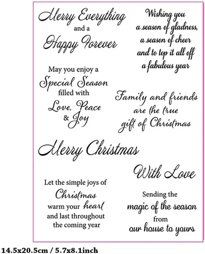 Vista 2 de NZJ Sello transparente con texto en inglés «Merry Christmas May You Enjoy a Special Season», sello de goma transparente para álbumes de recortes