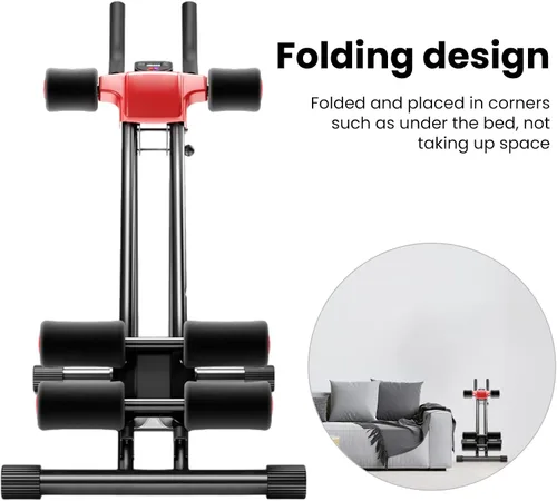 Vista 7 de Máquina de abdominales, máquina de entrenamiento abdominal, rueda de rodillo abdominal con monitor LCD ajustable de 5 engranajes, moldeador