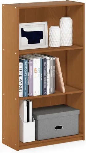 Vista 29 de Furinno Estantería básica para libros, moderna de 3 niveles, estantería con estantes abiertos, 9.3 x 21.8 x 39.5 pulgadas, para sala de estar Roble