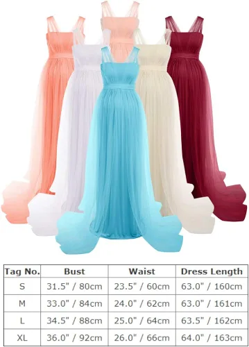 Vista 7 de Vestido de maternidad de manga larga con hombros descubiertos para mujer, de tul elegante, ajustado, para baby shower, fotografía, maxi vestido