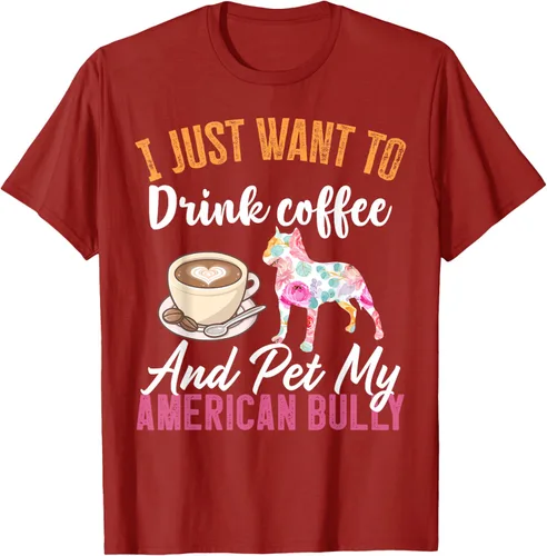 Vista 17 de I Just Want to Drink Coffee and Pet My American Bully Camiseta, Negro, S