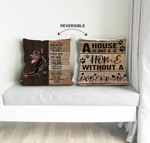 Vista 4 de Knibeo Doberman - Fundas de almohada reversibles de 18 x 18 pulgadas, regalos para mujeres y hombres, decoración para amantes de los perros, funda