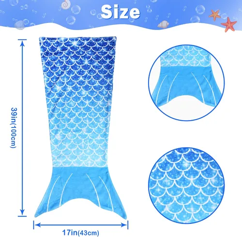Vista 3 de Viviland Manta de cola de sirena – Manta de felpa de sirena para niñas, para todas las estaciones, manta de franela suave para acurrucarse, saco