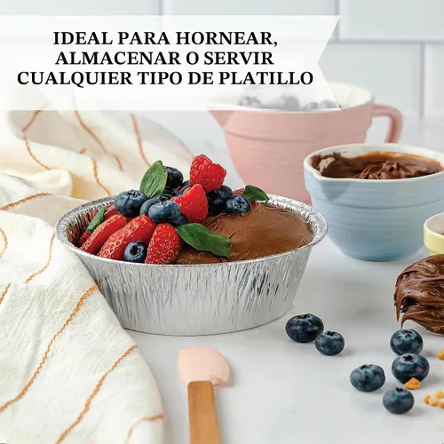 Vista 3 de PLASTICPRO Sartenes redondos de aluminio desechables de aluminio de 6.5 pulgadas, aptos para congelador y horno, para hornear, cocinar, almacenar