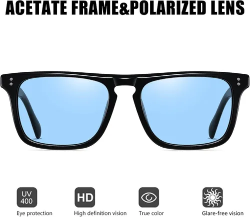 Vista 2 de SHEEN KELLY Acetate Polarized Sunglasses Classic Square Tony Stark Glasses Men Women Downey Iron Man Eyewear