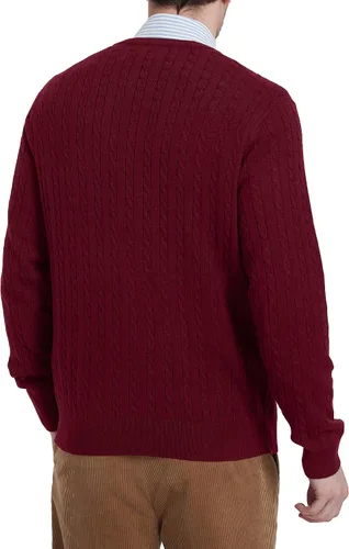 Vista 3 de Kallspin Men's Cable Knit Crewneck Sweater Pullovers Wool Blend Relax Fit Knitwear