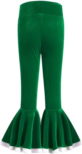 Vista 2 de Hansber Leggings de sirena metálica con cola de pez para niñas, pantalones acampanados para cumpleaños, festivales, fiestas de Navidad