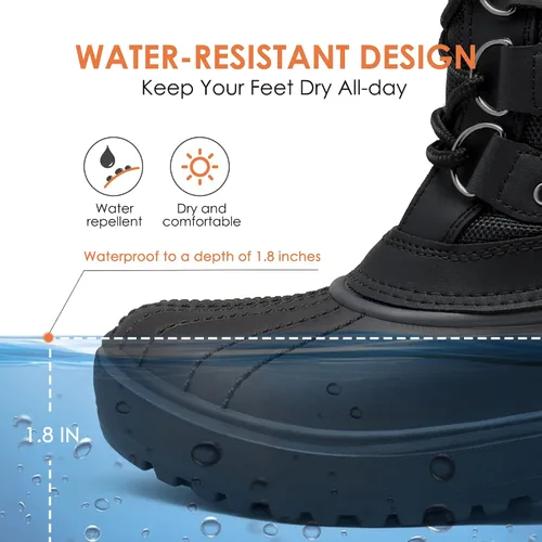 Vista 3 de DREAM PAIRS botas de nieve de invierno para mujer, de media caña, con forro de piel sintética