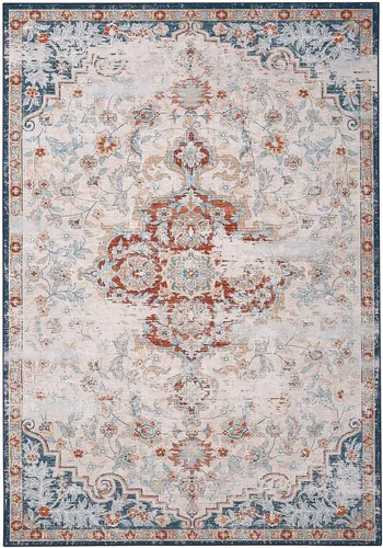 Vista 2 de Fashionwu Bodered Rug - Alfombra floral vintage de 8 x 10 pies, lavable a máquina, no desprende pelo, antideslizante, para oficina, patio, comedor