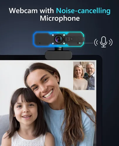 Vista 4 de NBPOWER Cámara web de transmisión 1080P 60FPS con micrófono y luz RGB de relleno, enfoque automático, funciona con computadora portátil/computadora