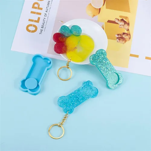 Vista 5 de 1-2 unidades/paquete de colgantes de hueso de perro, molde de silicona con forma de pata de mascota, etiqueta colgante de foto de mascotas, moldes