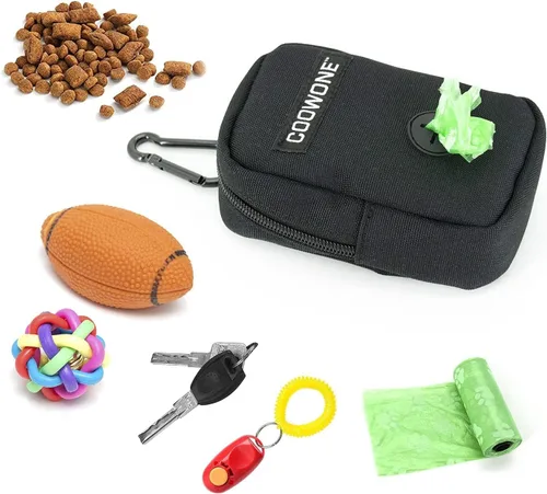 Vista 2 de Bolsa de golosinas para perros, soporte para bolsas de excrementos de perro para correas, contenedor de aperitivos para mascotas con bolsa