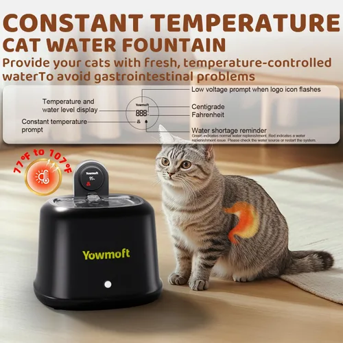 Vista 2 de Fuente de agua inalámbrica para gatos de temperatura constante, fuentes de agua de 2.5L/84 onzas para gatos en interiores con bomba silenciosa y 4