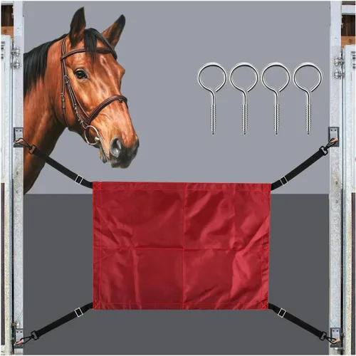 Vista 8 de Protector de parada de caballos con gancho giratorio, valla de protección para pasillo de caballo con correas ajustables, clip de metal fuerte