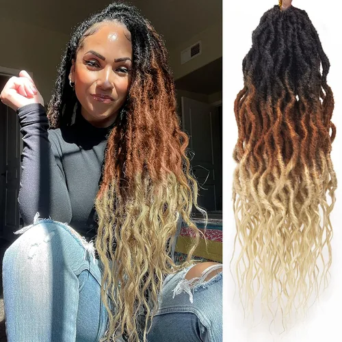 Vista 26 de Rizos de cabello sintético tejido en crochet de 16 pulgadas, 8 paquetes, Rizos de cabello tejido en crochet pre-enlazados con extremos rizados