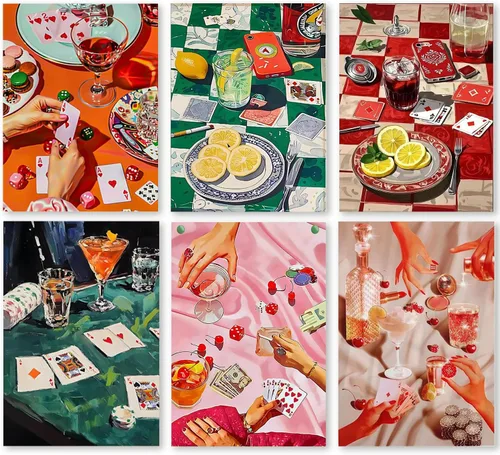 Vista 10 de KICHANG Juego de 4 piezas de pintura de diamante vintage rosa para adultos, kits de arte de diamantes 5D, diamantes redondos de taladro completo