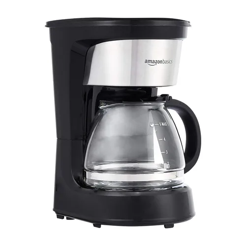 Vista 10 de Amazon Basics Cafetera de goteo de 5 tazas, cafetera con jarra de café de vidrio (0.8 Qt), apagado automático, pausa automática, cesta de filtro