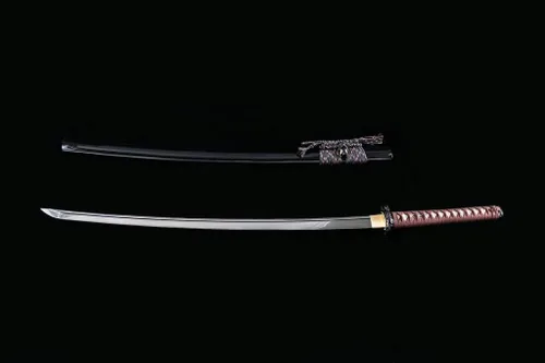 Vista 3 de Handforged Samurai Katana Sword - Damascus/1060/1095 High Carbon Steel, Full Tang, Iron Tsuba, Solid Wood Saya - Real Functional Sharp Blade for