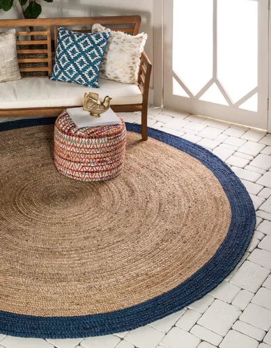 Vista 21 de Unique Loom Colección de yute trenzado de calidad clásica hecha natural tejida a mano con detalles de color sólido, alfombra rectangular de 2 pies 0