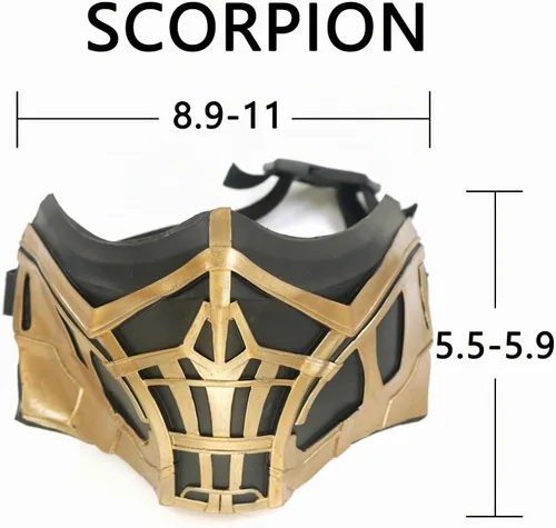 Vista 2 de VZQI Mortal Kombat Máscara de Scorpion Sub-Zero Máscara de Halloween Juego Cosplay Disfraz para hombre