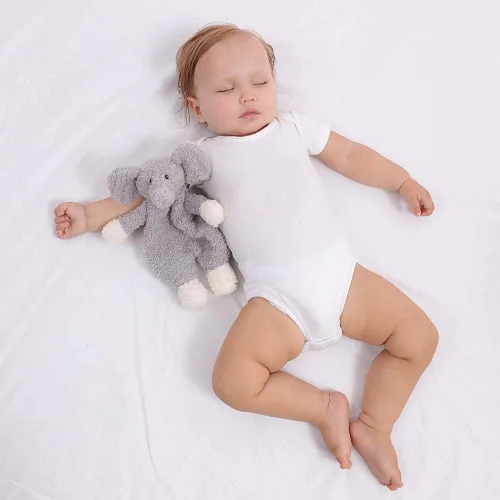 Vista 3 de Apricot Lamb Manta de seguridad de animales de peluche, elefante gris, manta de personaje para guardería, felpa de lujo para acurrucarse