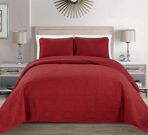 Vista 6 de Fancy Collection Solid # Austin - Juego de colcha, cubrecama, estampado en relieve.