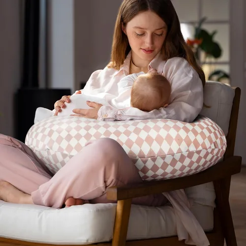 Vista 5 de FEBSNOW Paquete de 2 fundas de almohada de lactancia para bebé, fundas elásticas de algodón suave para lactancia materna, fundas extraíbles