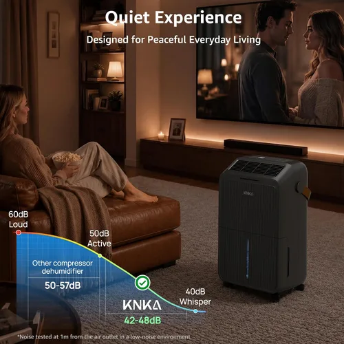 Vista 5 de KNKA 2500 Ft² Max 34 Pints Dehumidifier for Basement with Drain Hose, Black