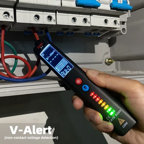 Vista 3 de BSIDE EBTN - Detector de voltaje LCD, pantalla de 3 líneas, sin contacto, probador de voltaje de CA, sensibilidad ajustable, rango dual de Negro