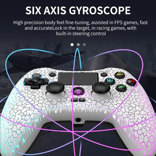 Vista 8 de RALAN Wireless Controller with 8 Color Adjustable LED Lighting Compatible with PS4 ProSlimfor PS4 Controller Dualshock 4, with Headphone Jack for