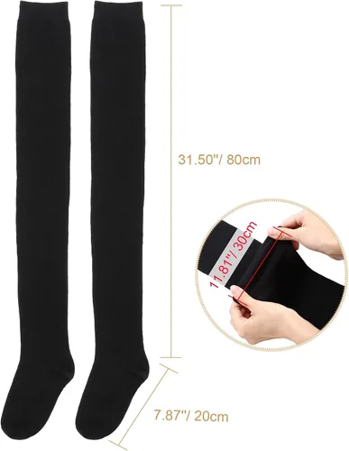 Vista 4 de SATINIOR Extra Long Socks Thigh High Cotton Socks Extra Long Knee Boot Stockings for Women