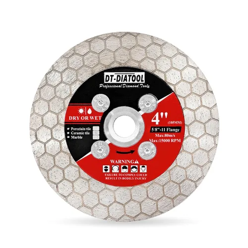Vista 11 de DT-DIATOOL Disco de corte de azulejos de hoja de sierra de diamante de 4 pulgadas para amoladora angular de eje de 7/8 "- 5/8" para cortar