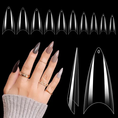 Vista 12 de Quaferen Puntas de Uñas de Almendra Medianas: 240pcs Puntas de Uñas Postizas Acrílicas Preformadas Forma de Almendra - 12 Tamaños Gel Suave