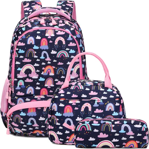 Vista 45 de Juego de mochila para niñas y adolescentes, mochila escolar para niños con bolsa para el almuerzo, estuche para lápices, mochilas escolares
