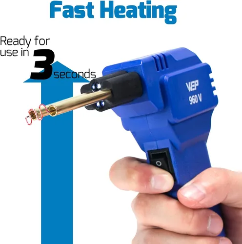 Vista 8 de Kit de soldador de plástico WEP 960-V 110V con luces LED con 200 grapas calientes y alicates para soldadura de plástico de parachoques de coche Azul