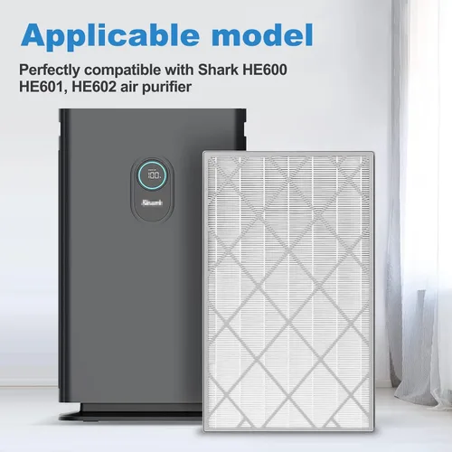 Vista 5 de Paquete de 2 filtros de repuesto HE601 aptos para purificador de aire Shark HE600 HE601 HE602 modelos de 6 ventiladores, H13 Premium 3 en 1 True