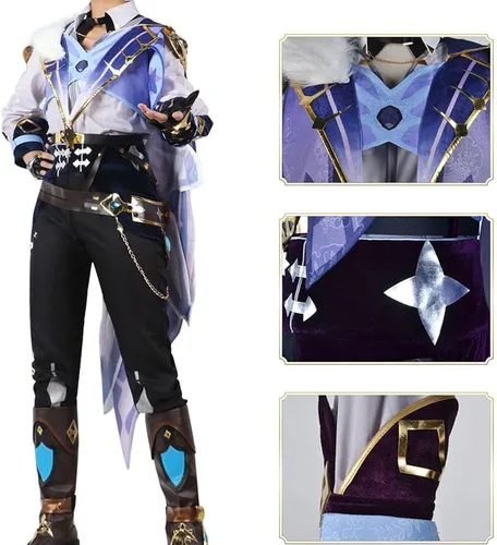Vista 4 de Kaeya - Disfraz de cosplay de Kaeya, uniforme con peluca, juego de rol, conjunto completo de Halloween