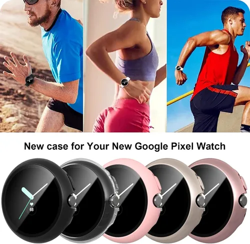 Vista 7 de JZK Paquete de 2 fundas protectoras de pantalla para Google Pixel Watch 2 (2023) / Pixel Watch, carcasa protectora general resistente a los arañazos