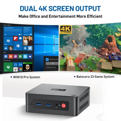 Vista 3 de Kinhank Mini PC,Super Console X PC Lite Retro Game Console with 120000+ Games,Compatible with PSPPS2PS1ARCADEATARISEGAMAME,Win10 & Batocera 33 Game
