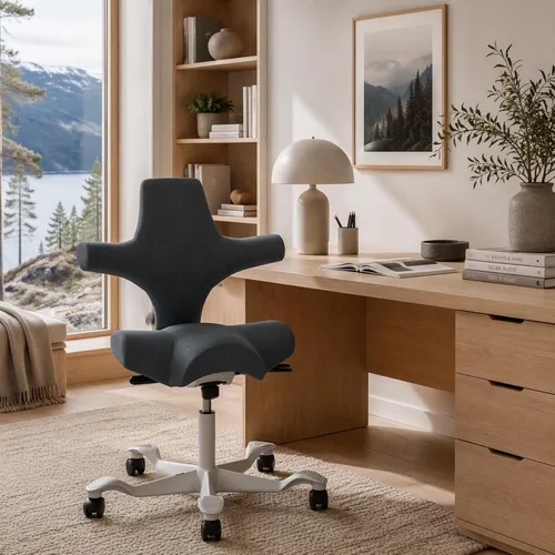 Vista 48 de HAG Capisco - Silla Sit to Stand con marco plateado, tapizada, color verde brillante Verde (Bright Green)