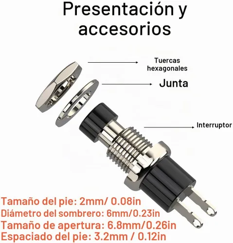 Vista 4 de Interruptor de botón momentáneo, 1A 250VAC SPST Mini interruptores de botón cerrado normal (NC) tapa negra y roja - 10 piezas Negro&rojo