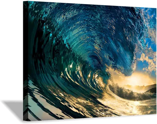 Vista 20 de Hardy Gallery Lienzo impreso con diseño de camino de playa: lienzo con imagen del océano costero, arte de pared tamaño pequeño para baño