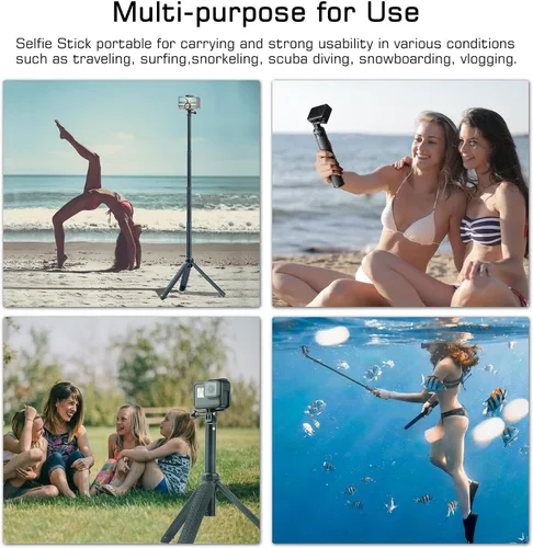 Vista 7 de GEPULY - Trípode impermeable de aluminio para cámara y teléfono For Insta360 DJI AKASO 316 Stainless Steel 8.5"-28"Diving Monopod Twist-Lock